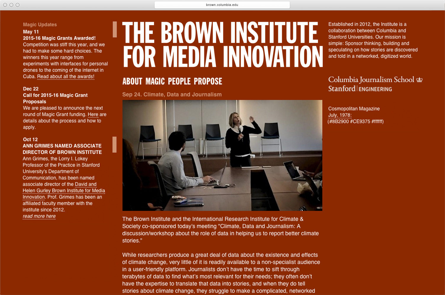 Brown Institute for Media Innovation identity and website  - MTWTF